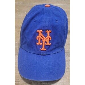 NY New York Mets Hat Cap Youth Size Blue & Orange 47 Brand Adjustable Strap MLB